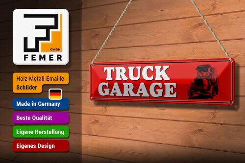 Blechschild Straßenschild 46x10cm Truck Garage LKW Dekoration