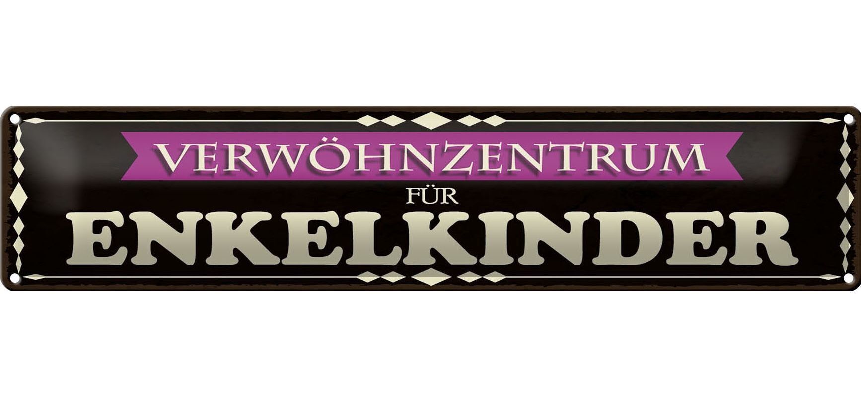 Targa in metallo con scritta "Centro coccole" 46x10 cm per la decorazione dei nipoti