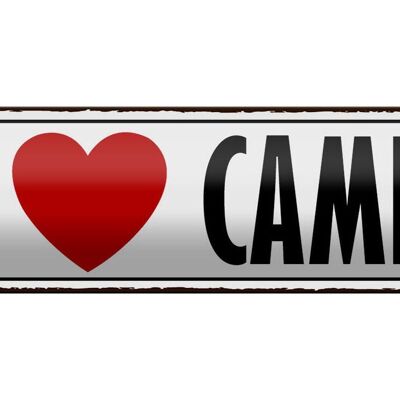 Blechschild Spruch 46x10cm wir love camping Dekoration