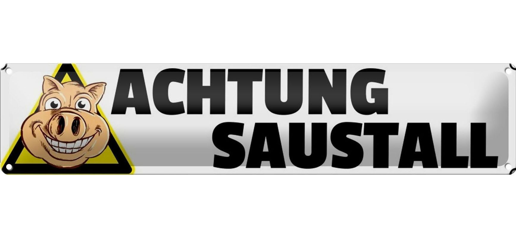 Targa in metallo nota 46x10 cm Attenzione decorazione maiale stalla maiale