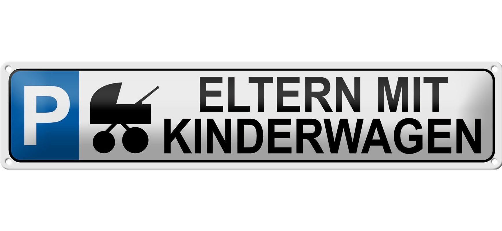 Tin Sign Parking 46x10cm Parking Lot Parents with Stroller Decoration