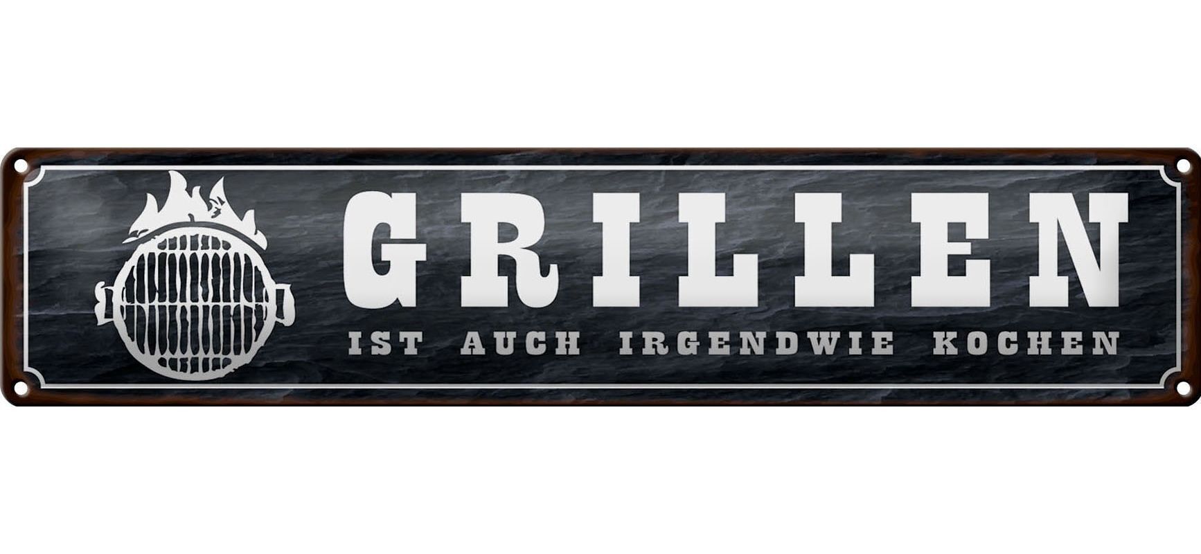 Tin sign saying 46x10cm Grilling is also cooking gift decoration