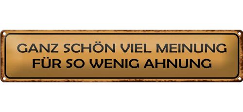 Blechschild Spruch 46x10cm ganz schön viel Meinung für so Dekoration