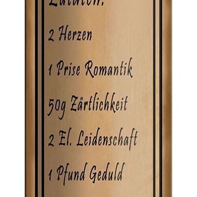 Blechschild Spruch 10x46cm Rezept für Liebe Tüte 2 Herzen Dekoration