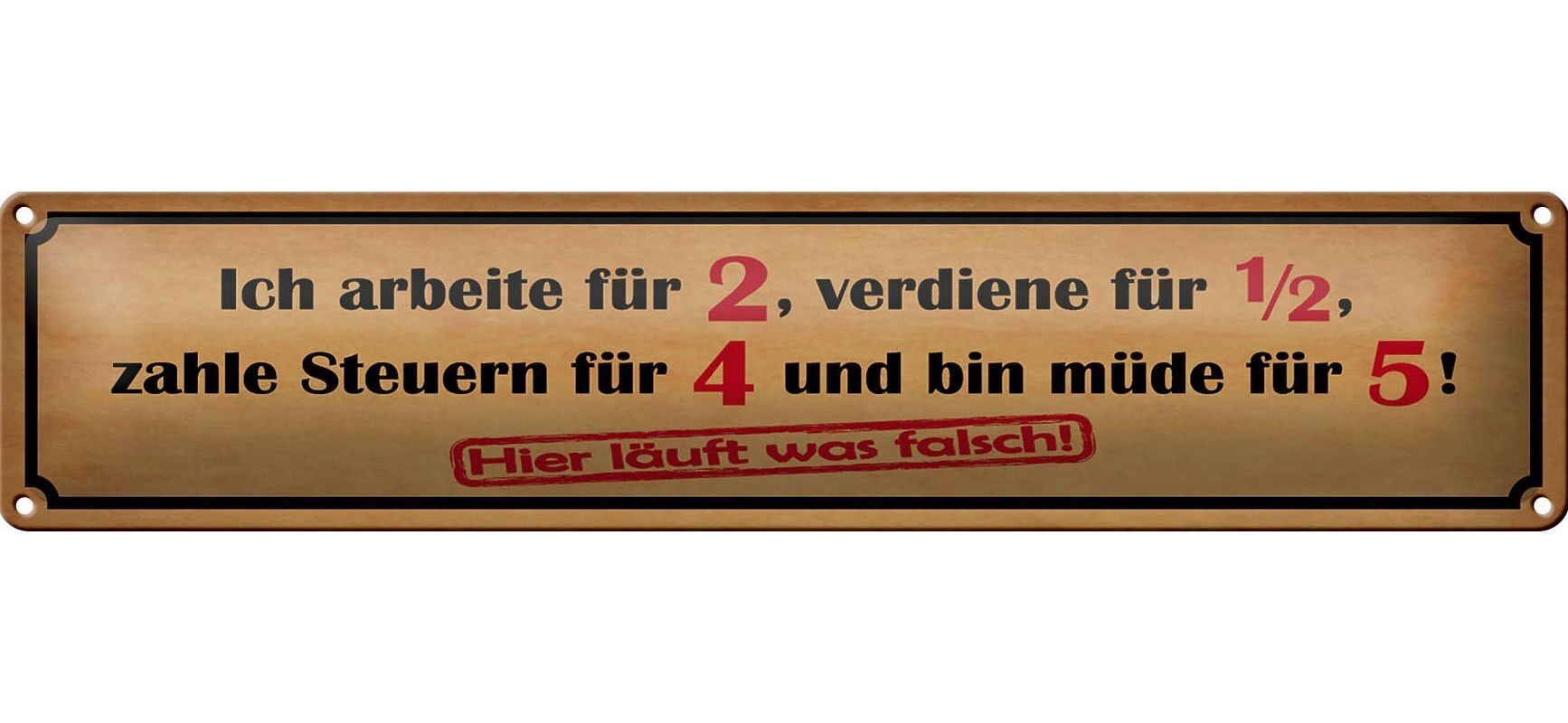 Targa in latta con scritta 46x10 cm lavora per 2 guadagna per 1/2 decorazione