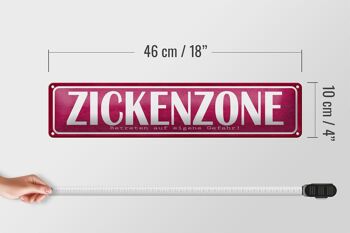 Panneau en étain indiquant 46x10cm, décoration Zickenzone propre danger 4