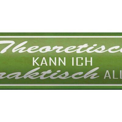 Blechschild Spruch 46x10cm theoretisch kann ich praktisch Dekoration