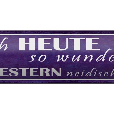 Blechschild Spruch 46x10cm Heute wunderbar gestern neidisch Dekoration