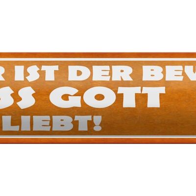 Blechschild Spruch 46x10cm Bier ist Beweis Gott liebt uns Dekoration