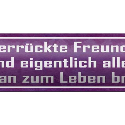 Blechschild Spruch 46x10cm verrückte Freunde sind alles was Dekoration