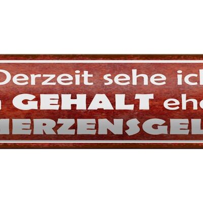 Blechschild Spruch 46x10cm mein Gehalt eher Schmerzensgeld Dekoration