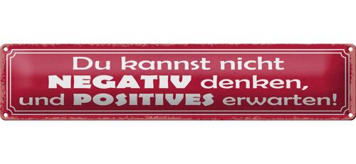 Blechschild Spruch 46x10cm kannst nicht negativ denken und Dekoration