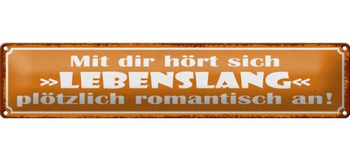 Blechschild Spruch 46x10cm mit dir Lebenslang romantisch Dekoration