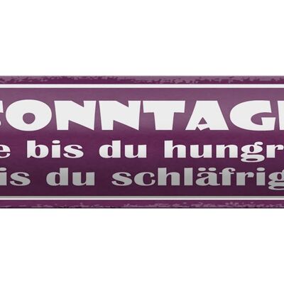 Blechschild Spruch 46x10cm Sonntage schlafe bis du hungrig Dekoration