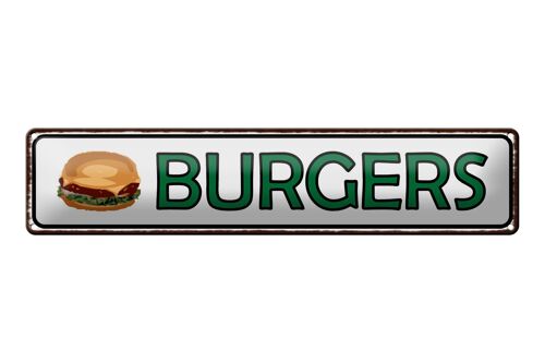 Blechschild Hinweis 46x10cm Burger Fast Food Dekoration