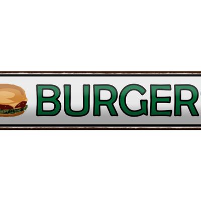 Cartel de chapa nota 46x10cm hamburguesa decoración de comida rápida