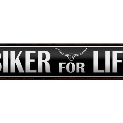 Cartel de chapa que dice 46x10cm Biker for life decoración