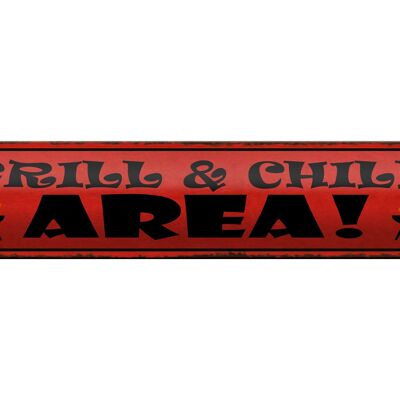 Targa in metallo con scritta "Grill Chill Area" Decorazione per grigliate, 46x10 cm
