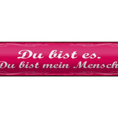 Blechschild Spruch 46x10cm Du bist es du bist mein Mensch Dekoration