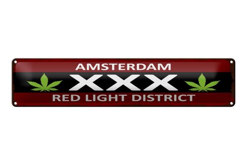 Blechschild Spruch 46x10cm Amsterdam XXX red light district Dekoration