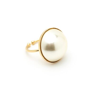 Maxi Nélya Gold Adjustable Pearl Ring