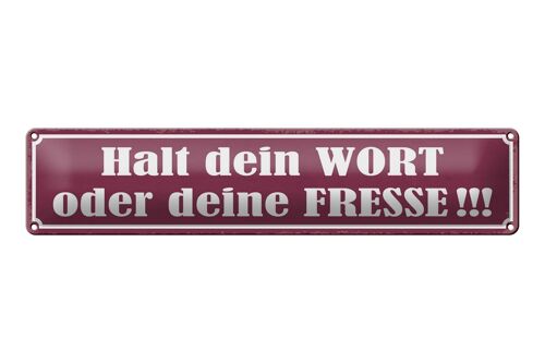 Blechschild Spruch 46x10cm Halt dein Wort oder deine Fresse