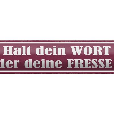 Blechschild Spruch 46x10cm Halt dein Wort oder deine Fresse