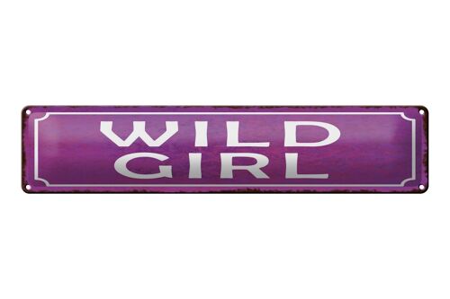 Blechschild Spruch 46x10cm Wild Girl Geschenk Dekoration