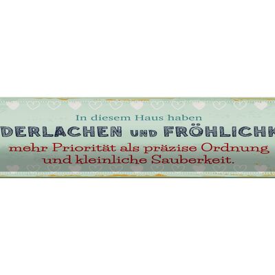 Blechschild Spruch 46x10cm Kinderlachen und Fröhlichkeit Dekoration