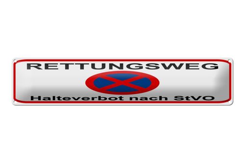 Blechschild Hinweis 46x10cm Rettungsweg Halteverbot nach StVO