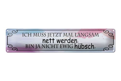 Blechschild Spruch 46x10cm ich muss mal langsam nett werden Dekoration