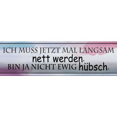 Blechschild Spruch 46x10cm ich muss mal langsam nett werden Dekoration