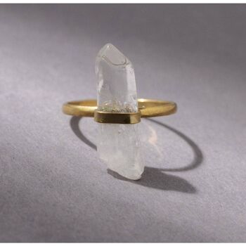 Bague quartz cristal de roche brut or 2