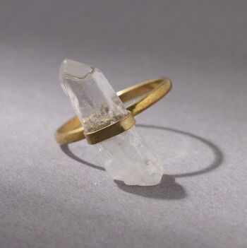 Bague quartz cristal de roche brut or 3