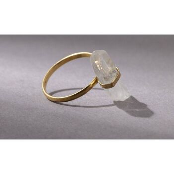 Bague quartz cristal de roche brut or 4