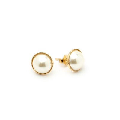 Mini orecchini a bottone con perle dorate Nelya