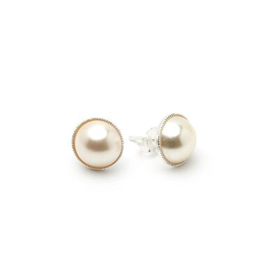 Mini orecchini a bottone con perle d'argento Nelya