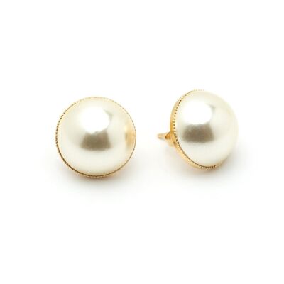 Nélya Gold Pearl Stud Earrings