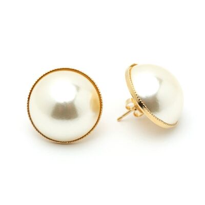 Maxi Nélya Gold Pearl Stud Earrings