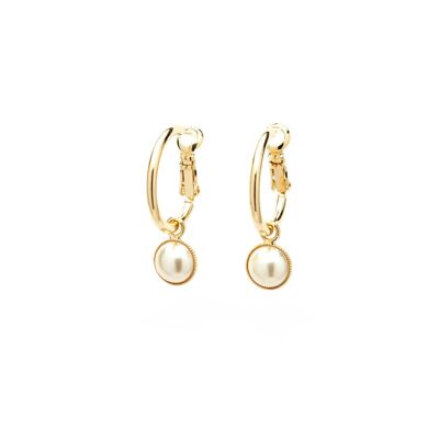 Mini Nélya Gold Pearl Hoop Earrings
