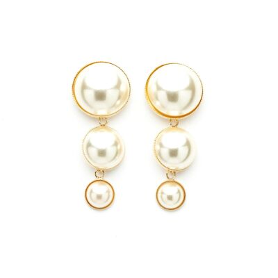 Nélya Gold Pearl Dangling Stud Earrings