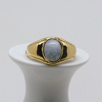 Signet ring with moonstone gold handmade