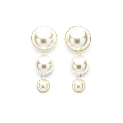 Nélya Silver Pearl Dangling Stud Earrings