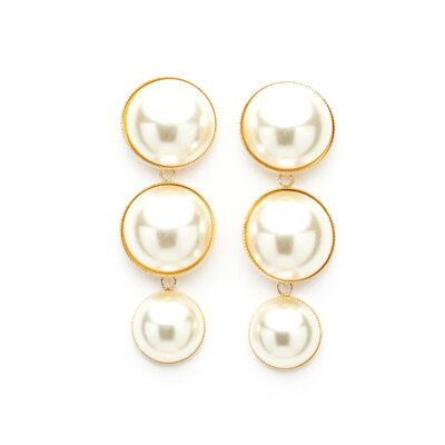 Maxi Dangling Stud Earrings Nélya Gold Pearls