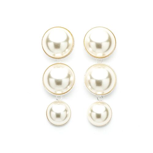 Maxi Boucles d'Oreilles Puces Pendantes Nélya Argent Perles