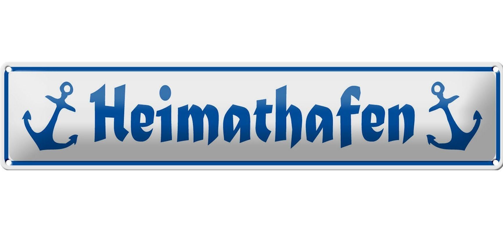 Blechschild Straßenschild 46x10cm Heimathafen Anker Dekoration