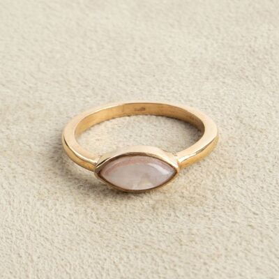 Bague ovale en pierre de lune en laiton doré | Bijoux minimalistes pour fiançailles et cadeaux