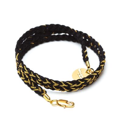 Brazalete Max Trenzado de Oro Negro