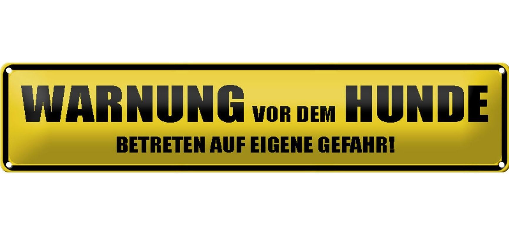 Targa in latta 46x10 cm con scritta "Avvertimento di pericolo cane" decorazione