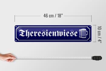 Plaque de rue en tôle 46x10cm, décoration de bière Theresienwiese 5